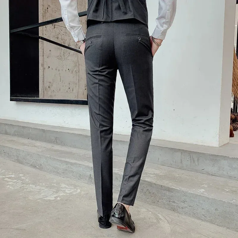 ( Jacket Vest Pants ) Men's Casual Business Formal Thin Solid Color Suit