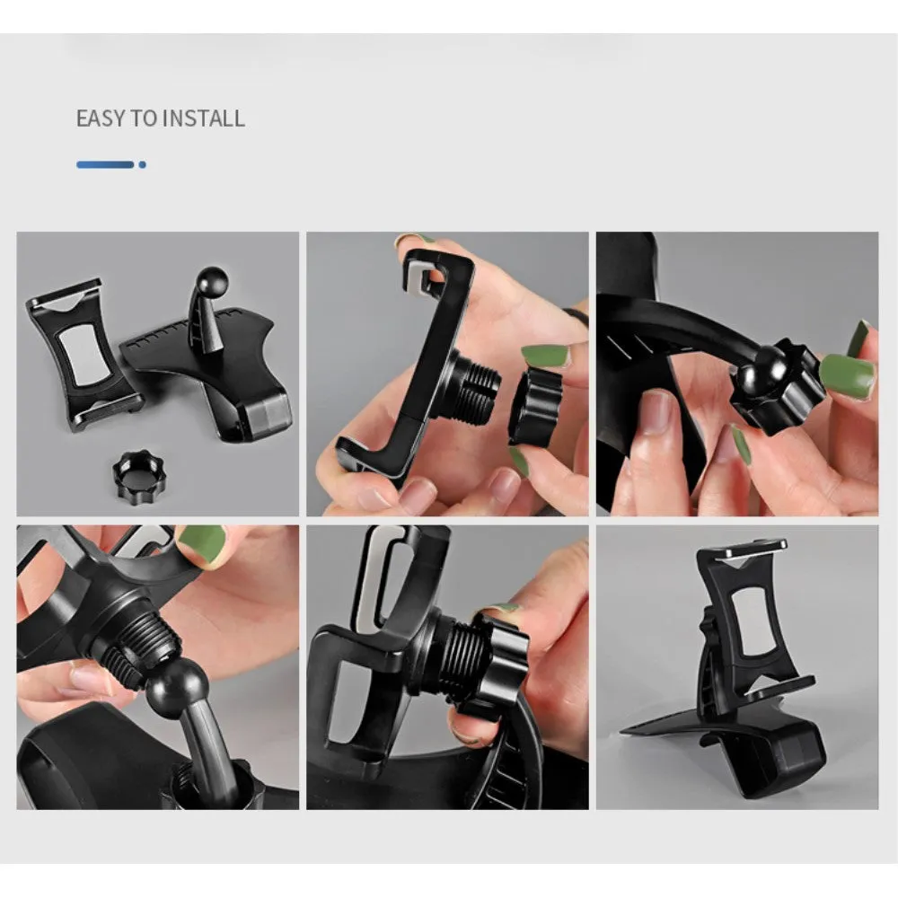 3 in 1 Car GPS Smartphone Holder: Dashboard / Visor Clamp   AC Grid Clip for Jinga Neon (2019) - Black