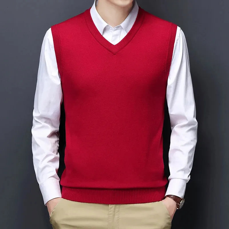 8 Colors Men's V-neck Vest Sweater