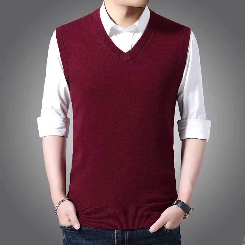 8 Colors Men's V-neck Vest Sweater