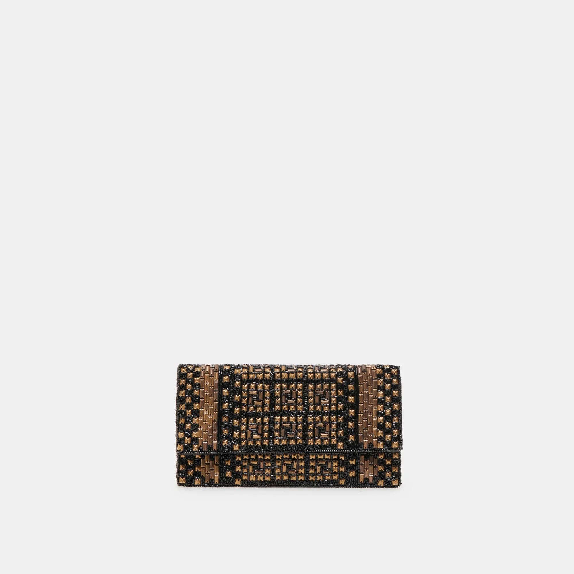 AMALFI CLUTCH BLACK GOLD BEADED
