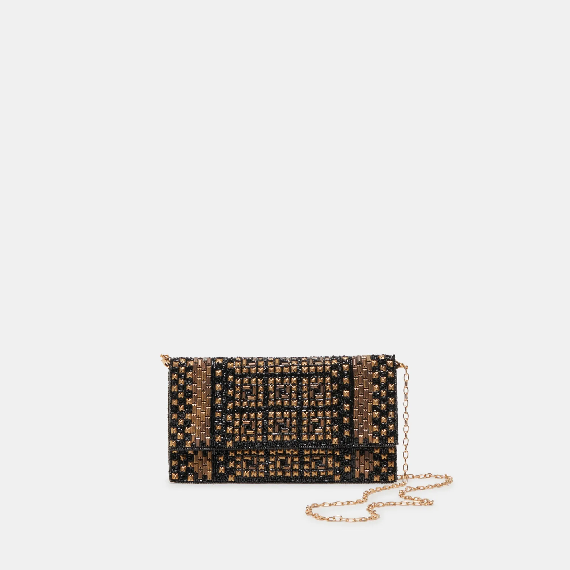 AMALFI CLUTCH BLACK GOLD BEADED