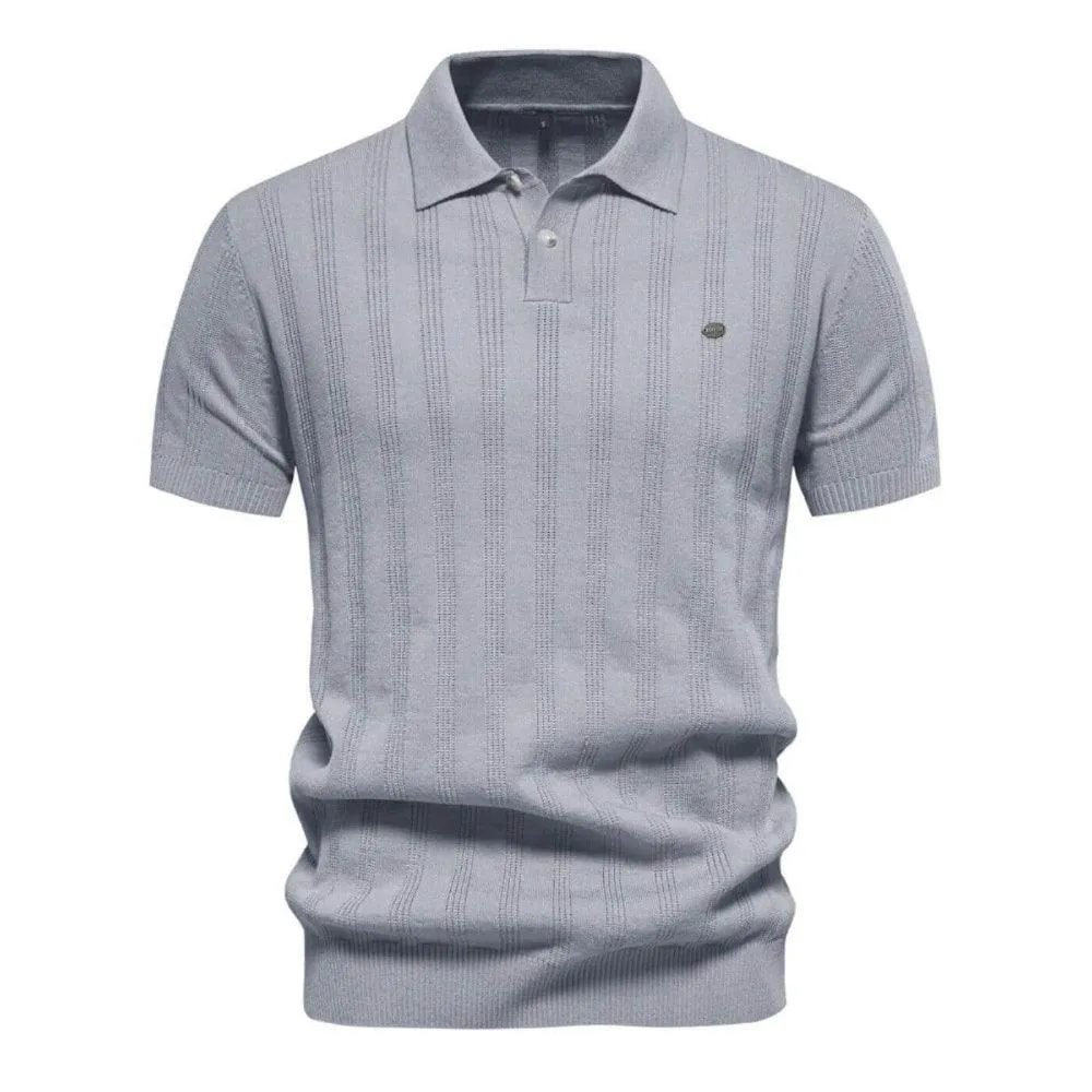 Lorenzo | Premium Poloshirt met lichte geweven streep