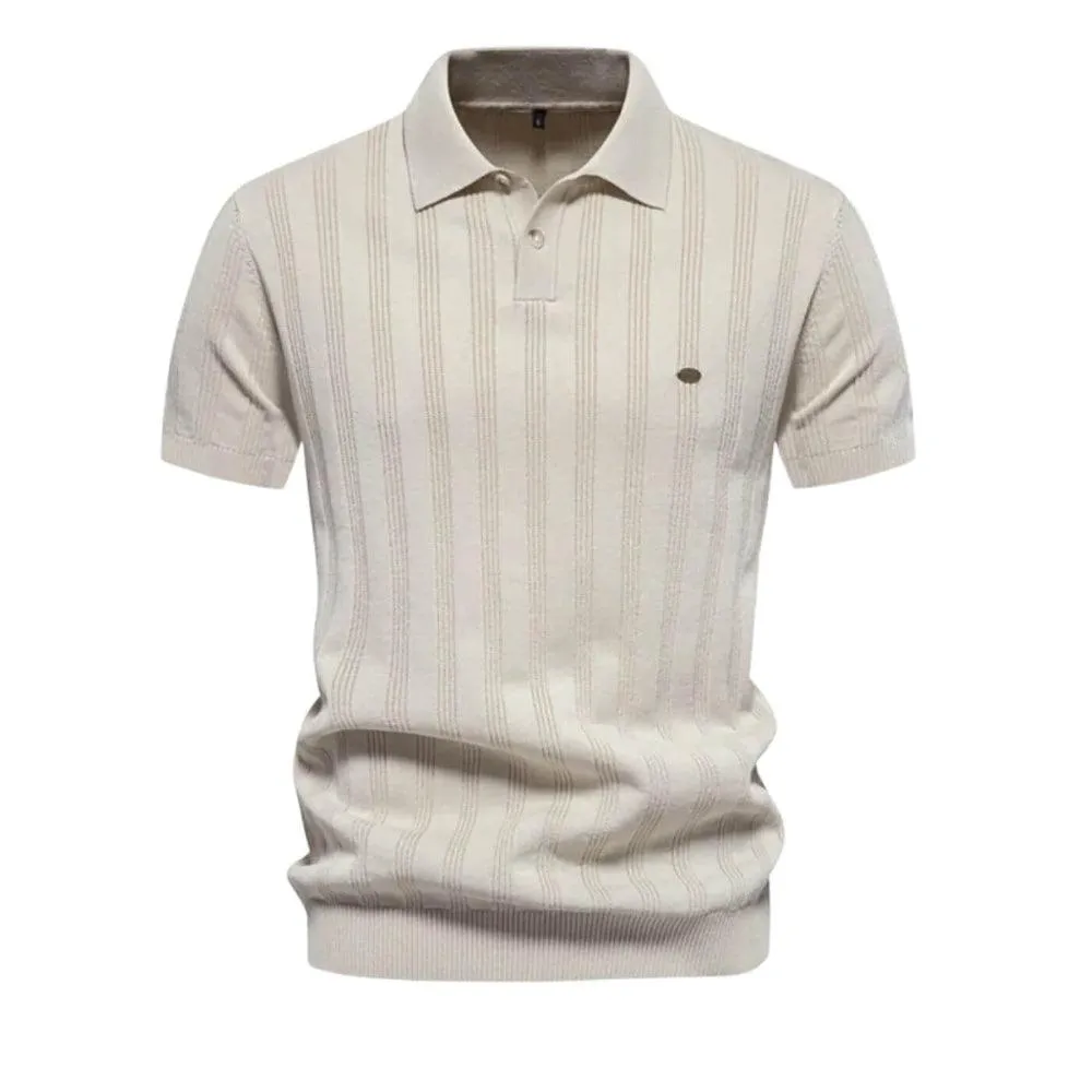 Lorenzo | Premium Poloshirt met lichte geweven streep
