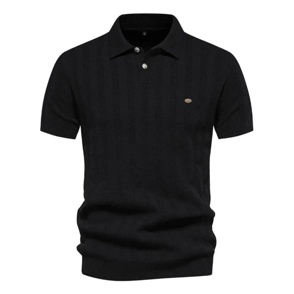 Lorenzo | Premium Poloshirt met lichte geweven streep