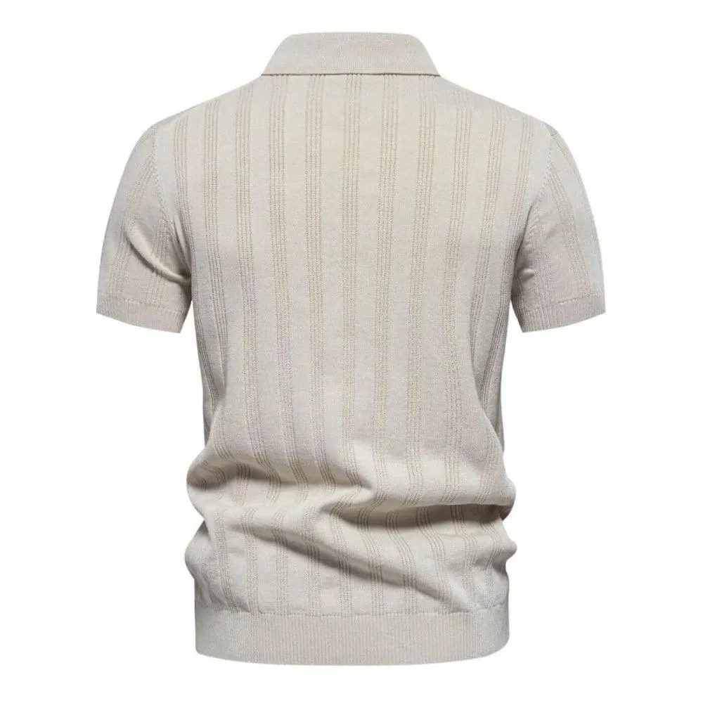 Lorenzo | Premium Poloshirt met lichte geweven streep