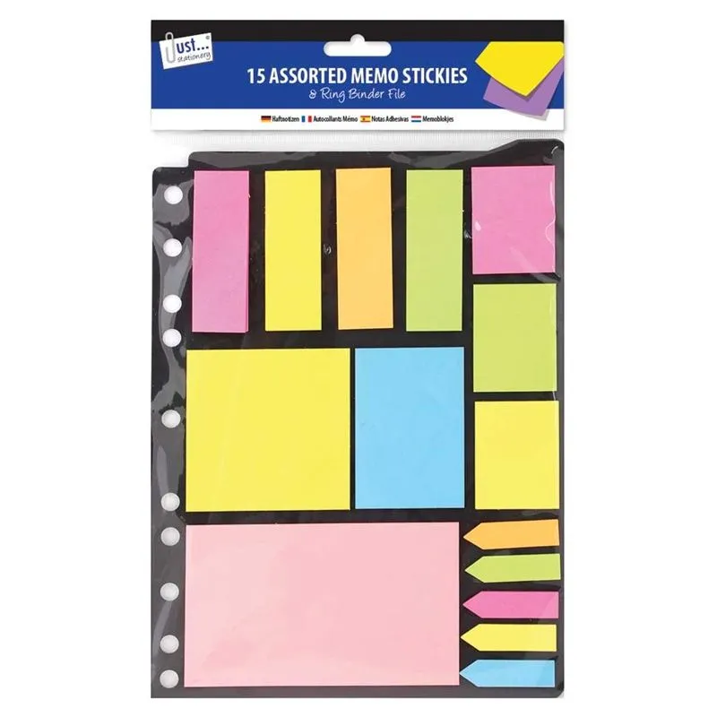 Neon Memo Pads Assorted 15 Pack & Ring Binder