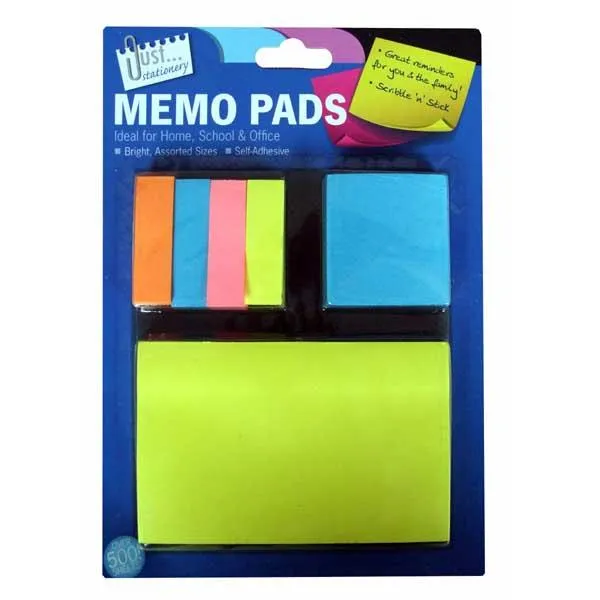 Neon Memo Pads Assorted 6 Pack - Case of 12