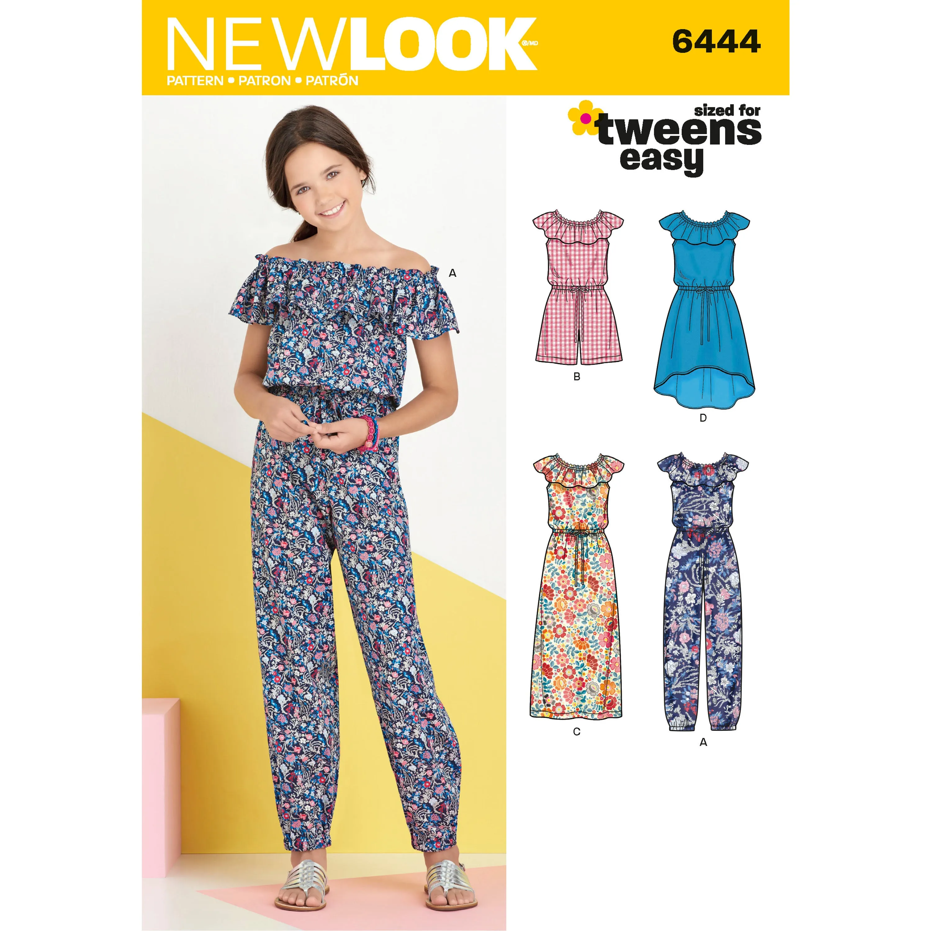 New Look Sewing Pattern 6444 - Girl's Dress and Jumpsuit in Two Lengths