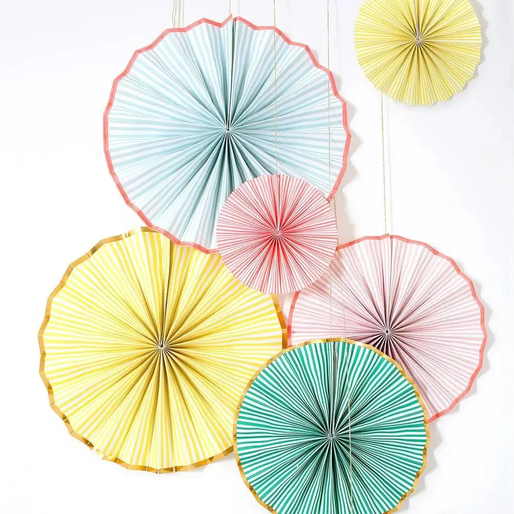 Pastel & Neon Stripe Pinwheel Decorations